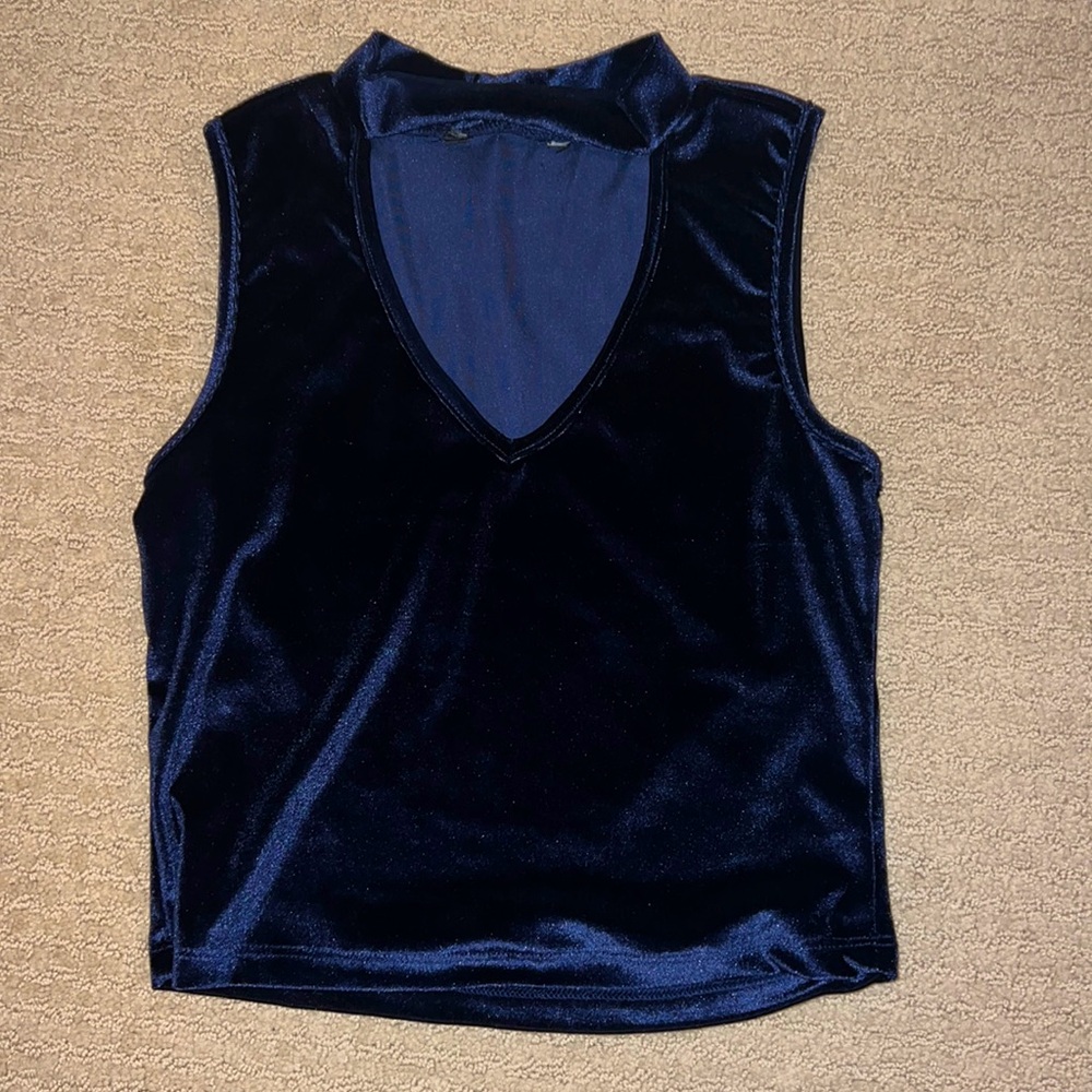 Velvet Sleeveless Cutout Top